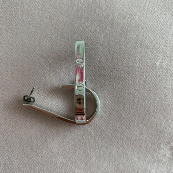 CRN8515193 - LOVE earrings - White gold, diamond - Cartier Sterling Silver J Hoop Earrings with Engraved Screw Motif a la Cartier Love